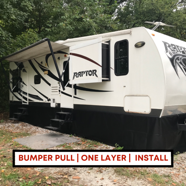 bumper pull, one layer, installed rv skirting