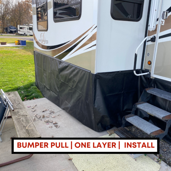 bumper pull, installed rv skirting, standard