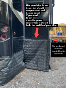 RV skirting - at corner of the RV